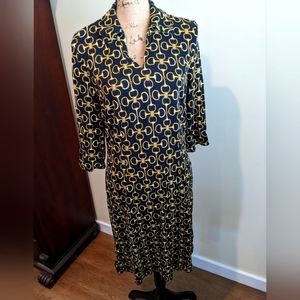 J. McLaughlin horsebit print shirt dress, size L